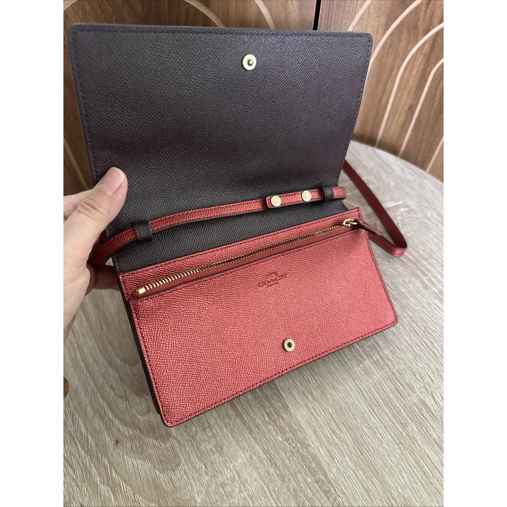 Coach Ruby Glitter Foldover Crossbody Clutch Wallet NWT MSRP $225
